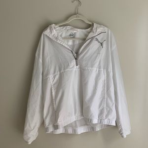 white puma windbreaker with cool silver details